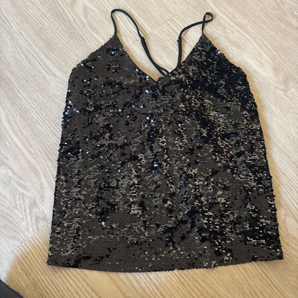 Sequin Black Tank Top - Picture 1 of 5